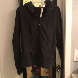 Lululemon distressed black zip up hoodie